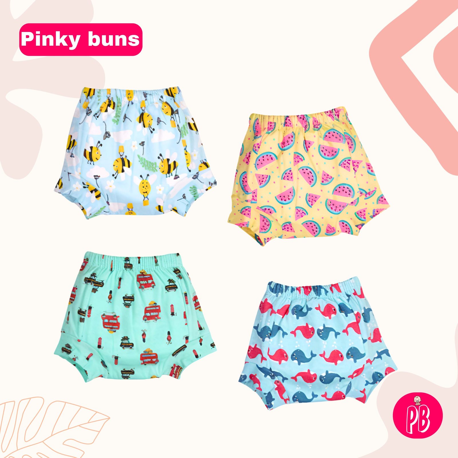 Pack of 4 - Reusable Cloth Diapers for babies Potty Training Pants